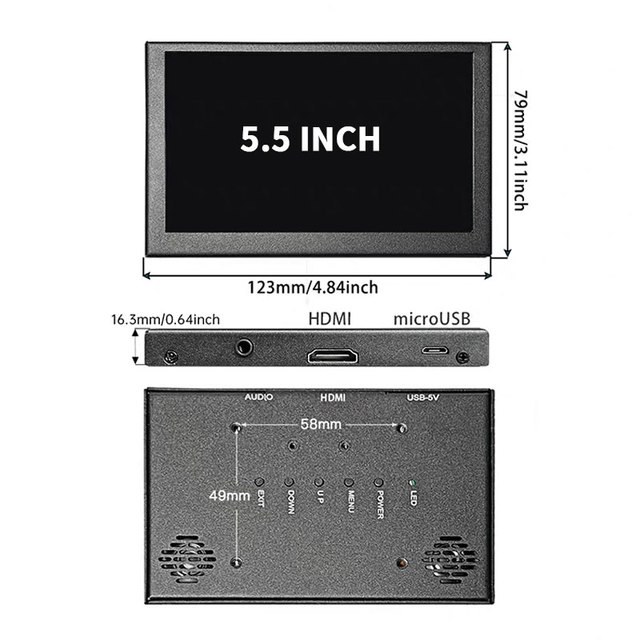 YZY Portable 5 Inch 800X480 IPS LCM Display Module Capacitive Touchscreen USB Type C Ports Mini LED Backlight HD Video