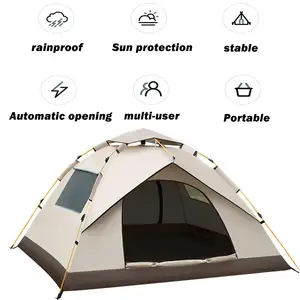 Tente d'extérieur pour 2-3 personnes Tente familiale imperméable double couche anti-UV 2 fenêtres 2 portes pour le camping, la randonnée et les voyages