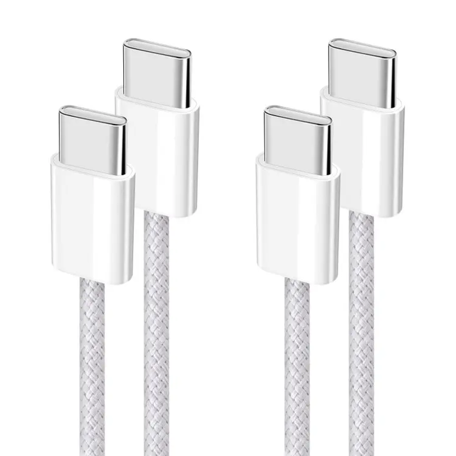 Wholesale PD Fast Charging Nylon Braided Type-C Charger Data Cable 1M 2M 3ft 6ft 10ft USB-C USB-C for Phone15 & Printer