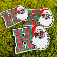 Patchs personnalisés de Noël en sequins et perles, lettres brodées, patchs de Noël personnalisés en sequins pour vêtements
