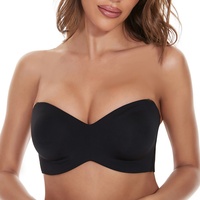 Sujetador Push-Up con Aros para Tallas Grandes, sin Tirantes, Cierre Frontal, Transpirable, con Tirantes Desmontables y Antideslizantes