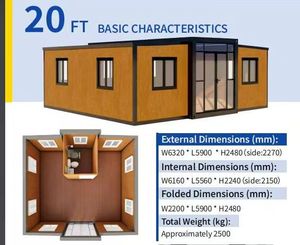 40ft 20ft sang trọng prefab biệt thự 2 3 4 5 phòng ngủ đúc sẵn có thể gập lại mở rộng container nhà di động nhỏ nhà - Product Image 4