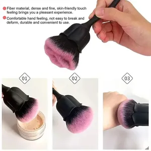 Brosse à ongles en métal doré avec manche, poils synthétiques doux, outil de nettoyage de la poussière pour la manucure - Product Image 5