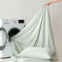 Ensemble de literie 4 pièces en fibre de bambou, antibactérien, couleur unie, housse de couette de luxe, ensemble de draps, taies d'oreiller, ensemble de literie