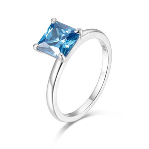 ソメン 2CT 925 スターリングシルバー レディース 婚約指輪 プリンセスカット ブラックジェムストーン キュービックジルコニア ウェディング プロミスリング サイズ3-11 - Product Image 5