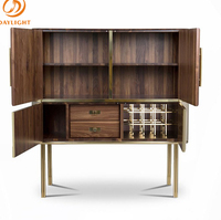 Mini bar à vin portable personnalisé, comptoir d'armoire en bois avec pied en acier inoxydable, meubles de luxe pour la maison