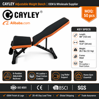 CAYLEY Banc de musculation réglable, pliable, portable et stable pour entraînement incliné et décliné, usage domestique et salle de sport, pour haltères et exercices