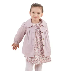 定制高品质女童童装2023新款设计春秋粉色儿童甜美法式风衣