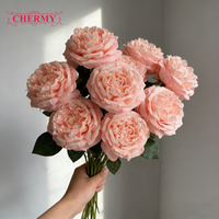 CM-TH921 Nouveau Style Fleur Artificielle Blanc Rose Grande Tête Austin Rose Fleur Pour L'arrangement De Mariage
