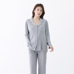 Pyjama 2 pièces SUHE PJ-054 avec volants et cœur brodé, vêtements de maison pour femme - Product Image 5