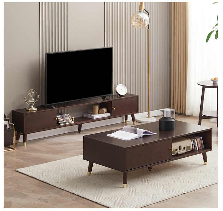 Simple Solid Wooden Coffee Living Room Furniture 2 Layers Minimalist