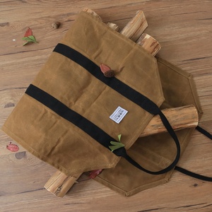 CHANGRONG Heavy Duty Waxed Canvas Firewood <strong>Log</strong> <strong>Carrier</strong> Tote Bag Customizable Fireplace Sets &amp; Accessories - Product Image 3