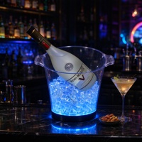 Seau à glace en acrylique LED avec glace artificielle, support de présentation de bouteille de vin avec logo personnalisé, glorificateur pour bar, boîte de nuit, restaurant
