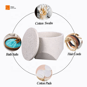 Caja de Algodón de Poliresina Ecológica de Lujo a Precio de Fábrica, con Partículas Pequeñas de Terrazo, Tapa Fácil de Limpiar, para Hisopos de Maquillaje, Coleteros, Sales de Baño - Product Image 3