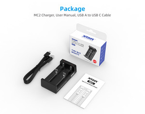 Chargeur de batterie XTAR Factory OEM Logo MC2 NOUVEAU Design 1A Courant <span class=keywords><strong>Port</strong></span> Type-C 2 Emplacements 3.7V Lithium Li-ion 10440 14500 18650 21700 - Product Image 2