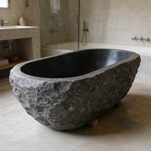 <span class=keywords><strong>Baignoire</strong></span> autoportante moderne en pierre naturelle noire, style <span class=keywords><strong>marbre</strong></span> antique, pour salle de bain - Product Image 3