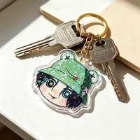 Porte-clés personnalisé en acrylique transparent avec impression UV, motif dessin animé drôle, breloques photo, vente en gros