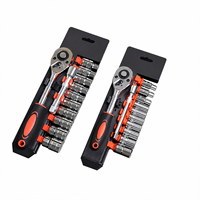 Jeu de clés à douilles métriques industrielles 12 pièces, 1/2" et 1/4" de pouce, avec cliquet, en acier chromé zingué, kit d'outils manuels OEM, 210 Nm max.