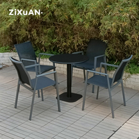Meubles d'extérieur modernes en Tube d'acier et d'aluminium, accoudoir Design importé, Table à manger, chaise, empilables, meubles de Patio de jardin