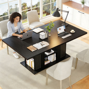 Meja Makan Kayu Oak Hitam Desain Khusus Harga Grosir dengan Ruang Penyimpanan Besar - Product Image 4