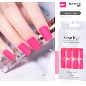 24 <span class=keywords><strong>faux</strong></span> ongles carrés moyens à presser - Ongles artificiels néon lumineux avec étui, <span class=keywords><strong>faux</strong></span> ongles de style européen pour DIY, salon, vente en gros - Product Image 4