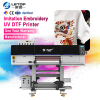 Impresora Digital UV de Inyección de Tinta DTF de 600 mm de Fábrica LETOP, Plotter de Imitación de Bordado de 2 Cabezales y 600 dpi para Impresión de Etiquetas en Rollo
