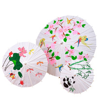 Parapluie en papier blanc avec cadre en bois de 84 cm et 60 cm, prêt à être expédié, best-seller, pour cadeau promotionnel