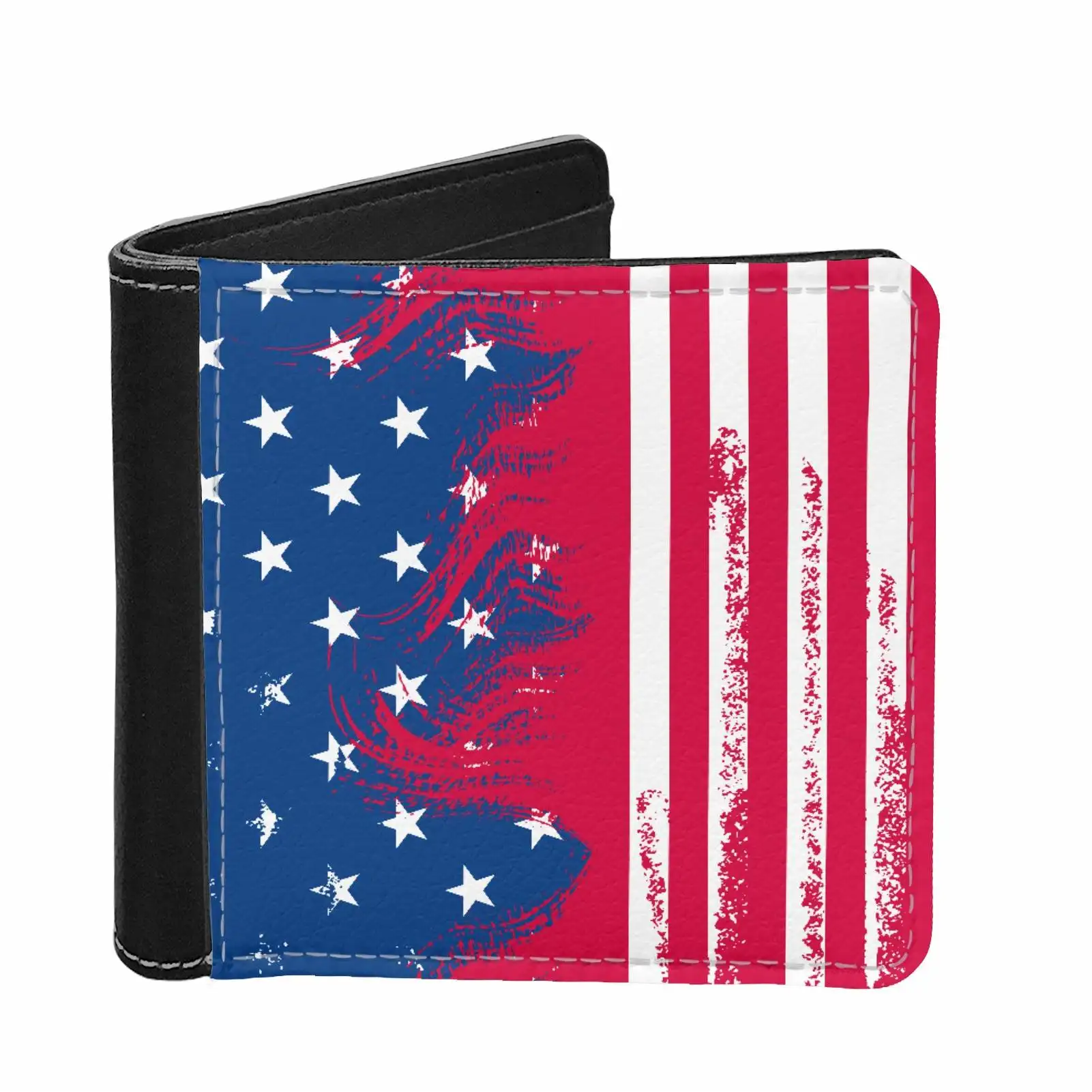 Luxe Mannen Portefeuilles Amerika Vlag Print Mens Portefeuilles Slanke Lederen Goedkope Prijs Dropshipping Portemonnee Voor Mannen Lederen Slim