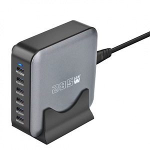 285W GaN PD <b>Charger</b> <b>Multi</b> Port Desktop Adapter With Holder Fast Charging Black - Product Image 4