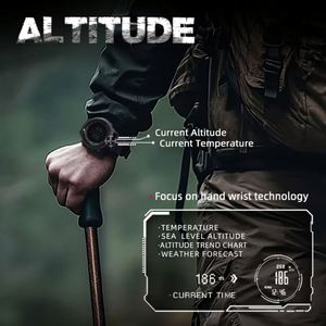 Montre NORTH EDGE Apache46 pour hommes ALPS 45MM, sports de plein air, natation, métronome, boussole, étanche, boîtier en fibre de carbone, bracelet en nylon - Product Image 3