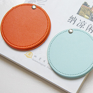 Promotional Fashionable PU Makeup Mirror Multi-color Simple Portable Creative Gift Touch up Mirror Mini Handheld Small Mirror