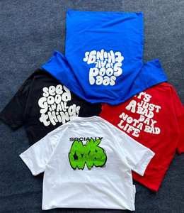 T-shirt unisexe en coton tricoté de haute qualité, confortable, surdimensionné, doux, avec motif graphique 3D personnalisé en <span class=keywords><strong>mousse</strong></span>, anti-UV, respirant, à manches courtes - Product Image 5