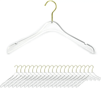 Cintre à vêtements en acrylique transparent - support de rangement de garde-robe lourd et tendance avec crochet en acier plaqué chrome doré pour chemises et robes