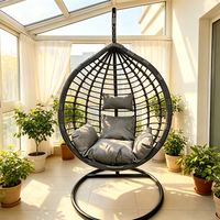 Fauteuil suspendu moderne en métal pour une personne avec coussin pour jardin, balançoire, hamac, patio, balcon, panier
