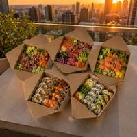 Wegwerp afhaalkartonnen doos, opvouwbare lunchbox met sluitlip, OEM aangepaste logo, groothandel, ecologische verpakking