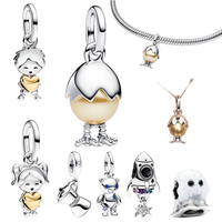 Breloque pendante classique en argent sterling 925 avec zircon, motifs œufs de Pâques, ours en peluche et fusées, pour garçons/filles, compatible bracelet, bijoux DIY