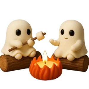 Portavelas de Cerámica Hecho a Mano, Diseño de Fantasma de Halloween, Bonito y Acogedor, para Fogata - Product Image 1