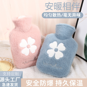 Calentador de manos de PVC a prueba de explosiones con funda de tela desmontable y lavable, bolsa de agua caliente engrosada, diseño de peluche - Product Image 4