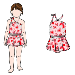Conjunto de Pantalones Cortos con Volantes y Tirantes Ajustables con Estampado Personalizado B8, Conjunto de Ropa para Niñas de Algodón Orgánico y Spandex - Product Image 2