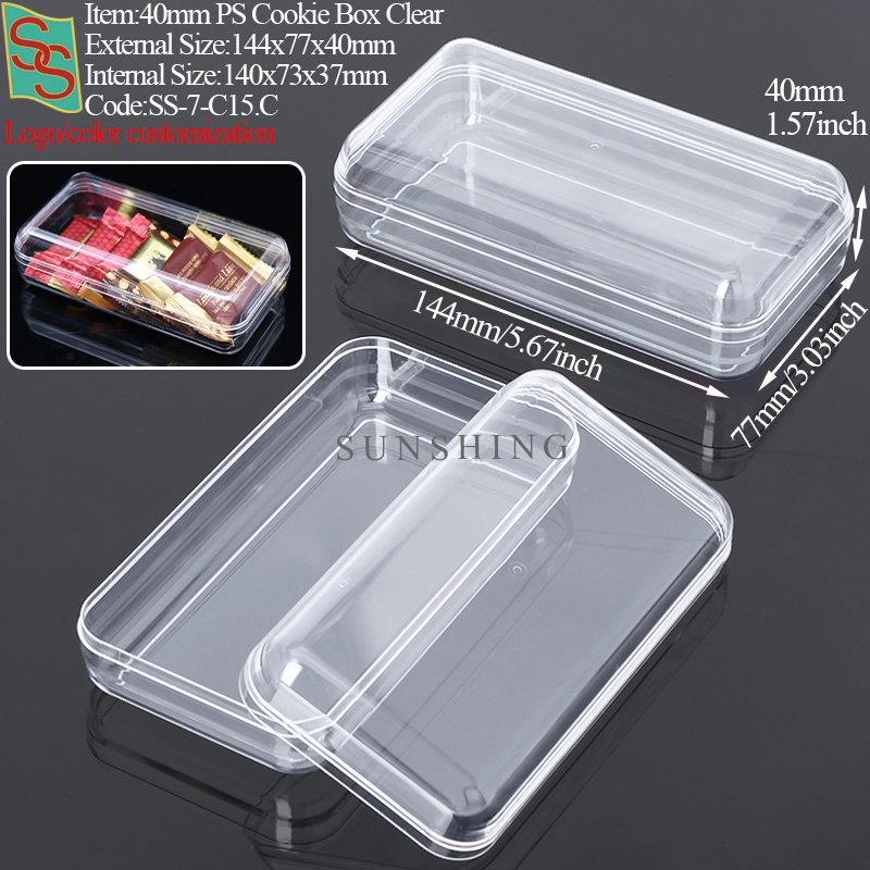 Boîte à biscuits en PS de 40 mm, transparente C15