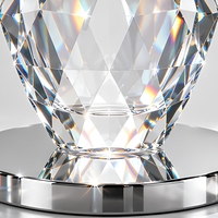 Flacon de parfum de luxe en cristal de 0,6 mètre de haut, présentoir à 32 facettes, miroir en acier inoxydable, résistant aux chocs, réfracteur de parfum