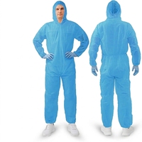 Combinaisons jetables antistatiques imperméables en tissu PE SMS avec capuche, ensemble de 5 pièces, 50 GSM, légères, fermeture éclair avant, chevilles élastiques