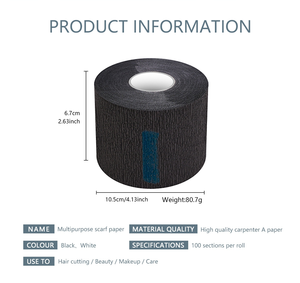 Профессиональные одноразовые воротнички-полоски для парикмахерских <span class=keywords><strong>WangDa</strong></span> Salon из растительного волокна и древесной массы, белые/черные, комфортные для работы с волосами - Product Image 5