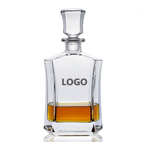 Bouteille de whisky en verre avec bouchon géométrique hermétique pour vin, bourbon, brandy, liqueur, jus, eau – Offre Spéciale