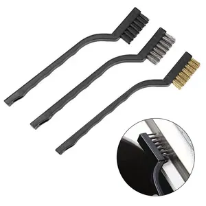 3pc Stainless Steel Copper Wire Brush Tooth Brushes Rust Scrub Remove Cleaning Tools 17cm