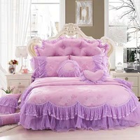 Parure de lit Princesse en coton rouge, ensemble de literie King Size avec couette en soie, drap de lit et ensembles de literie pour berceau, vente en gros