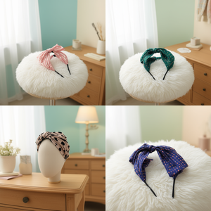 Fascia per capelli a doppio strato con fiocco grande, rosso, rosa, blu, verde, nero, beige, 12 pezzi, scatola da 600, Ref44091 - Product Image 2