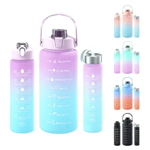 Custom Logo Reusable Plastic Sports 3 In 1 Water Bottle Set With Phone Holder