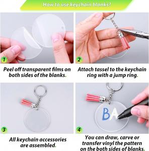Ewang personnalisé bricolage gland pendentifs porte-clés en plastique acrylique transparent pour tirage au sort - Product Image 5