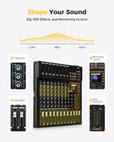 Table de mixage audio 8 canaux XTUGA LUX80 à prix d'usine, console de sonorisation avec écran couleur et affichage des paroles |   Console de mixage DJ avec effets DSP